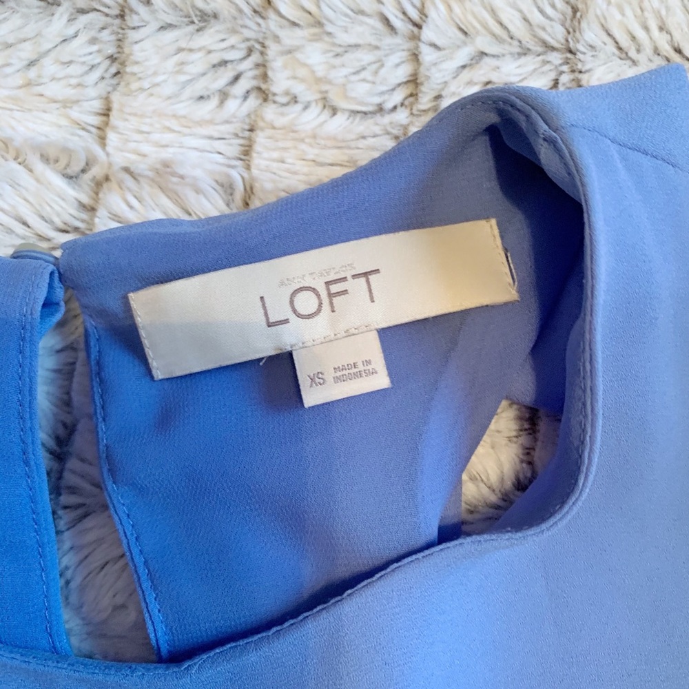 LOFT Blue Ruffle Tank - Picture 5 of 5
